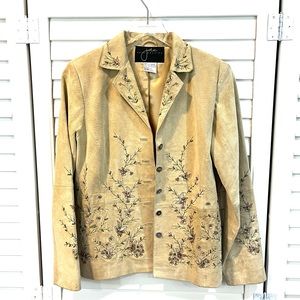 Jolie Tan Embroidered Women's Jacket